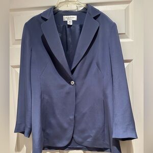Rena Rowan Slate Blue Satin Single-Button Blazer